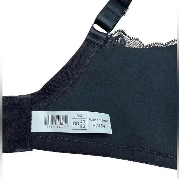 NWOT, WonderBra, Floral Lace  Wire-Free Bra, 40DD, Black - Picture 7 of 8